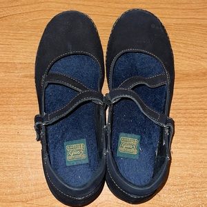 Vionic Daniel Green Black Suede Flats w Strap (7.5)